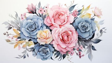 Fototapeta premium Watercolor floral design with pastel hues