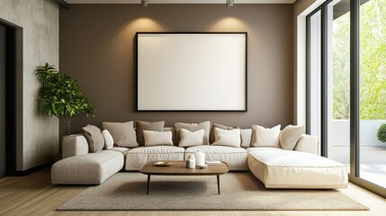 Modern Living Room with Poster Frame