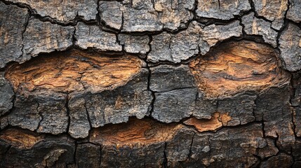 Detailed oak bark background with visible layers of age and texture