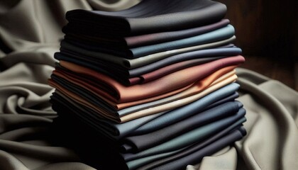 dark colored silk fabric stacked on top of itself