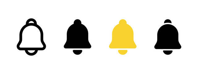 Notification icon. Notice bell vector illustration. Inbox incoming message symbol. Notification bell button for web and apps interface pictogram. Ringing alert sign. Reminder concept.