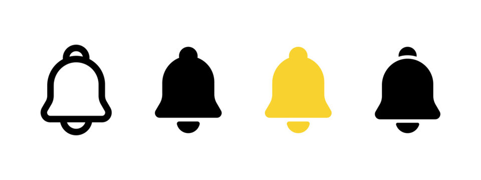 Notification icon. Notice bell vector illustration. Inbox incoming message symbol. Notification bell button for web and apps interface pictogram. Ringing alert sign. Reminder concept.