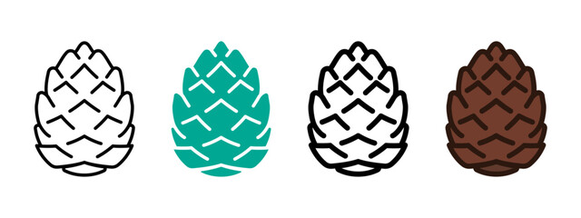 Pine cone icon. Pinecone vector illustration. Christmas three plant linear pictogram. Evergreen forest symbol. Fir cedar or spruce conifer seed. Winter season coniferous tree outline concept © Chelpanoff
