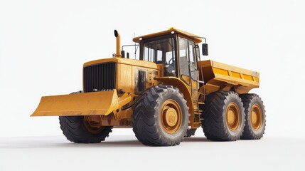 Motor Grader heavy construction machinery 3D rendering on white background