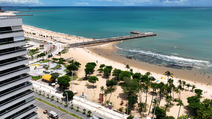 Beach Scene At Fortaleza In Ceara Brazil. Downtown City. Urban Cityscape. Beach Landscape. City...