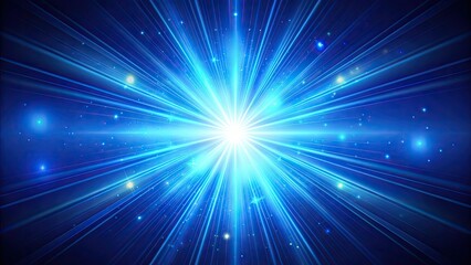 Fototapeta premium Vibrant blue vector lens flare radiates from a central point, emitting beams of light with subtle gradient effects and delicate, swirling patterns.