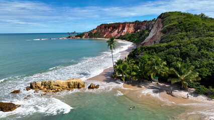 Coqueirinho Beach At Joao Pessoa In Paraiba Brazil. Outdoor Landscape. Nature Beach. Natural Background. Summer Travel. Coqueirinho Beach At Joao Pessoa Paraiba Brazil.