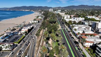 Santa Monica At Los Angeles In California United States. Coast City Landscape. Historic 66 Route....