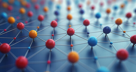 colorful social network connection networking and Connection web concept