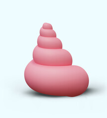 Pink spiral seashell closeup. Clam house in realistic style. Cute decorative element