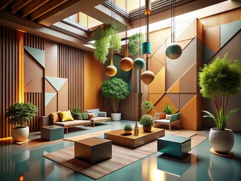 Spatial Serenity: Earthy colors, sleek lines, geometric precision for spatial reasoning