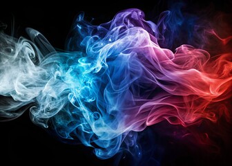 Obraz premium Spectral Synergy: Smoke and white intertwine, creating a harmonious blend of ethereal blues, reds, and purples.