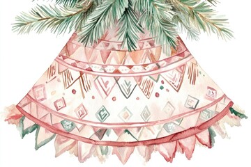 Watercolor Painting of a Festive Geometric Pattern