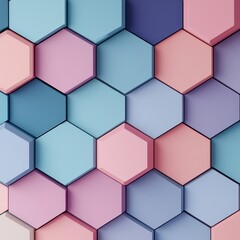Abstract Geometric Pattern of Hexagons in Pastel Colors
