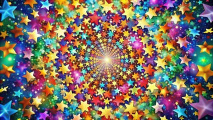 Vibrant confetti and glittering stars swirl together in a kaleidoscope of colorful celebration, perfect for marking milestones, achievements, and joyful occasions.