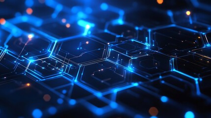 Abstract Blue and Orange Circuit Board Background