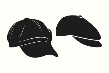 Flat Cap silhouette vector with white background