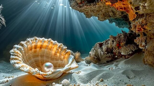 Exploring vibrant coral reefs and a luminous pearl in an underwater paradise