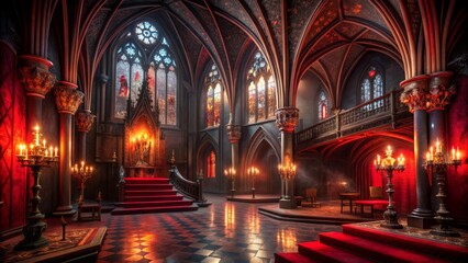 Vampire's Lair in the Old Church: Gothic, decadent, vampire, church, crimson, black