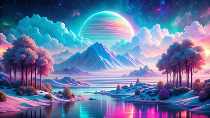 Vaporwave Dreams: Pastel hues, glitch effects, surreal landscapes, dreamy, nostalgic