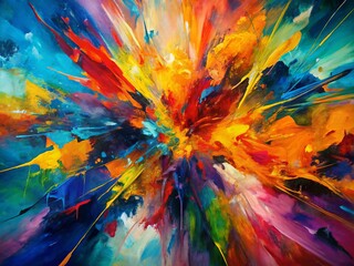 Vibrant Abstract Expressionism: Bold brushstrokes and intense colors, creating a vibrant and expressive composition with a chaotic yet harmonious energy.