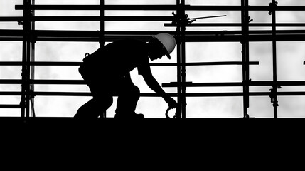 建設現場で働くヘルメット姿の男性作業員