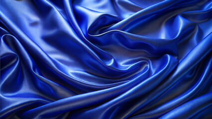 Obraz premium Smooth and Shiny Silk Texture in Deep Blue Tones, Elegant and Luxurious Surface