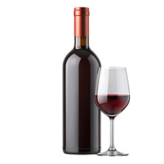 Elegant Dark Wine Bottle with Blank Label and Burgundy Accent for Premium Wine Branding
