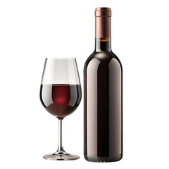 Elegant Dark Wine Bottle with Blank Label and Burgundy Accent for Premium Wine Branding