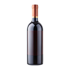 Elegant Dark Wine Bottle with Blank Label and Burgundy Accent for Premium Wine Branding