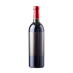 Elegant Dark Wine Bottle with Blank Label and Burgundy Accent for Premium Wine Branding