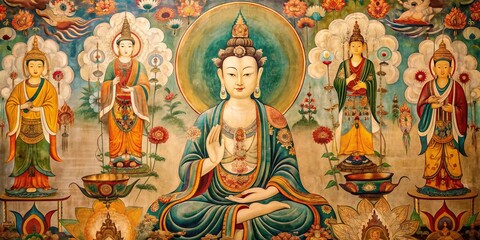 Whispers of Tradition: Delicate brushstrokes, Ancient symbols, Muted colors, Timeless, Nostalgic