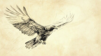 Illustration of The Lord Continuing - Emphasizing the Eagle’s Strength and Divine Creation, Beige Background