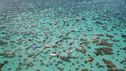 Parrachos Of Fire River At Touros In Rio Grande Do Norte Brazil. Seascape Landscape. Coast Coral Reef. Nature Boat. Parrachos Of Fire River At Touros In Rio Grande Do Norte Brazil.