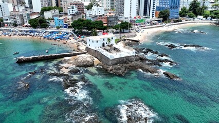 Saint Maria Fort At Salvador In Bahia Brazil. Travel Landscape. Downtown Background. Tourism Destinations. Vacations Destination. Stunning Cityscape. Saint Maria Fort At Salvador In Bahia Brazil. 