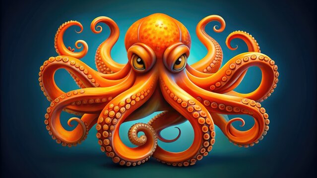 Vibrant orange octopus wraps tentacles around a modern, sleek logo, symbolizing creativity, adaptability, and clever branding in a fun, illustrative digital artwork.