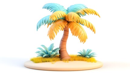 Obraz premium Lush Palm Tree in 3D - Bright and Tropical Scene