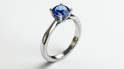 White gold ring with a sapphire elegantly showcased 