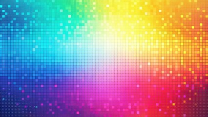 Obraz premium Vibrant pixelated gradient background featuring a mesmerizing blend of soft pastel hues transitioning into bold neon colors, creating a futuristic and eye-catching visual effect.