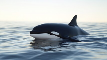 Fototapeta premium Realistic Killer Whale: A Detailed and Lifelike Representation of a Killer Whale, Showcasing Its Distinctive Black-and-White Coloring, Powerful Body Structure, and Graceful Movement. 