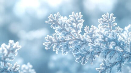 Frosty branches shimmer in soft winter light, revealing nature's beauty