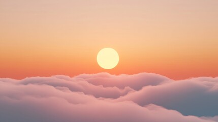 A 3D single icon of a foggy mist with a rising sun symbolizing a foggy morning rendered in a simple and soft style