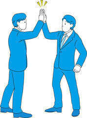Fototapeta premium Businessperson high-fiving (male) vector illustration