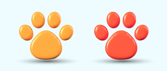 Set of paw prints of different colors. Templates for marking products for animals
