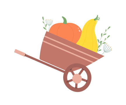 recommend clip art: Cart with pumpkins. Autumn. Harvest. Illustration.