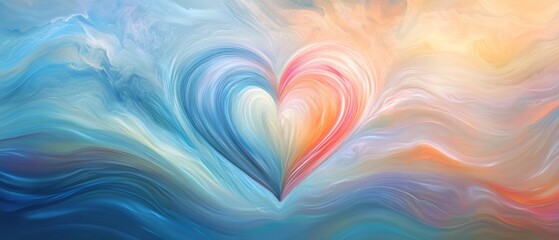 Heart balancing emotions and love, with flowing lines and soft colors, creating a peaceful and serene visual representation of emotional equilibrium