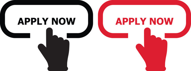 Apply now icon. flat style. Finger cursor vector. Click button business. Apply now concept flat style
