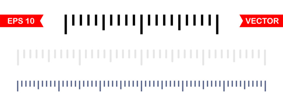 Ruler marking template vector illustration. Horizontal measure unit indicator icon. Centimeter or inch straight gradation metric. Length measurement ruler graph. Line geometric equipment.