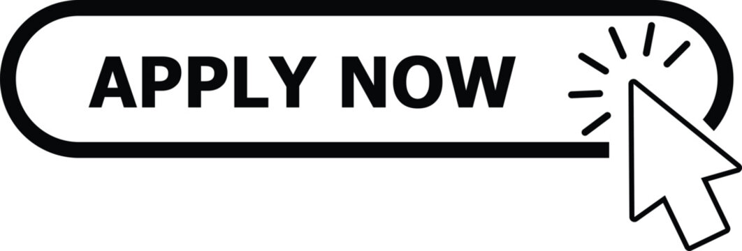 Apply now icon. flat style. Finger cursor vector. Click button business. Apply now concept flat style