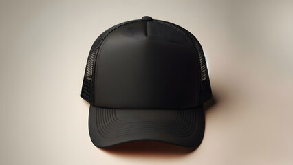 Blank black trucker hat mockup